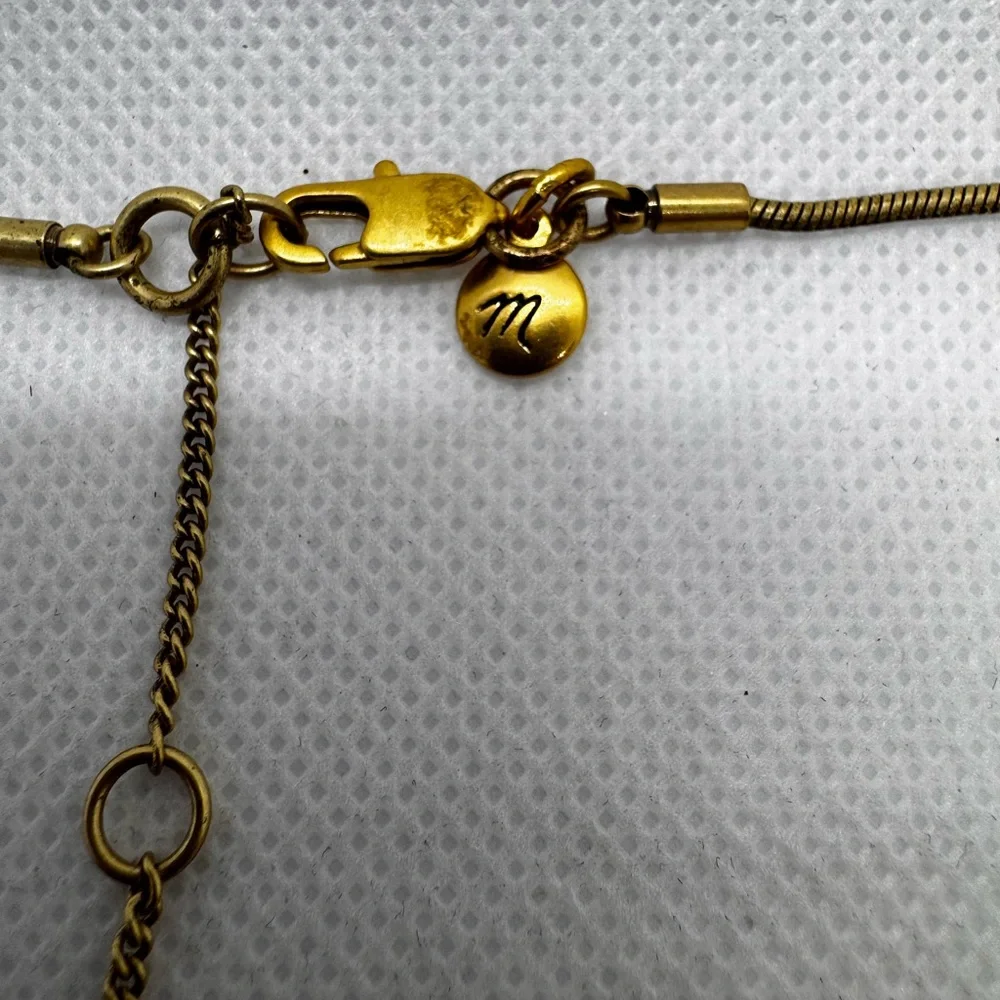 Madewell Necklace Gold Tone Half Circle Fringe Snake Chain Adjustable 20" - Picture 5 of 8